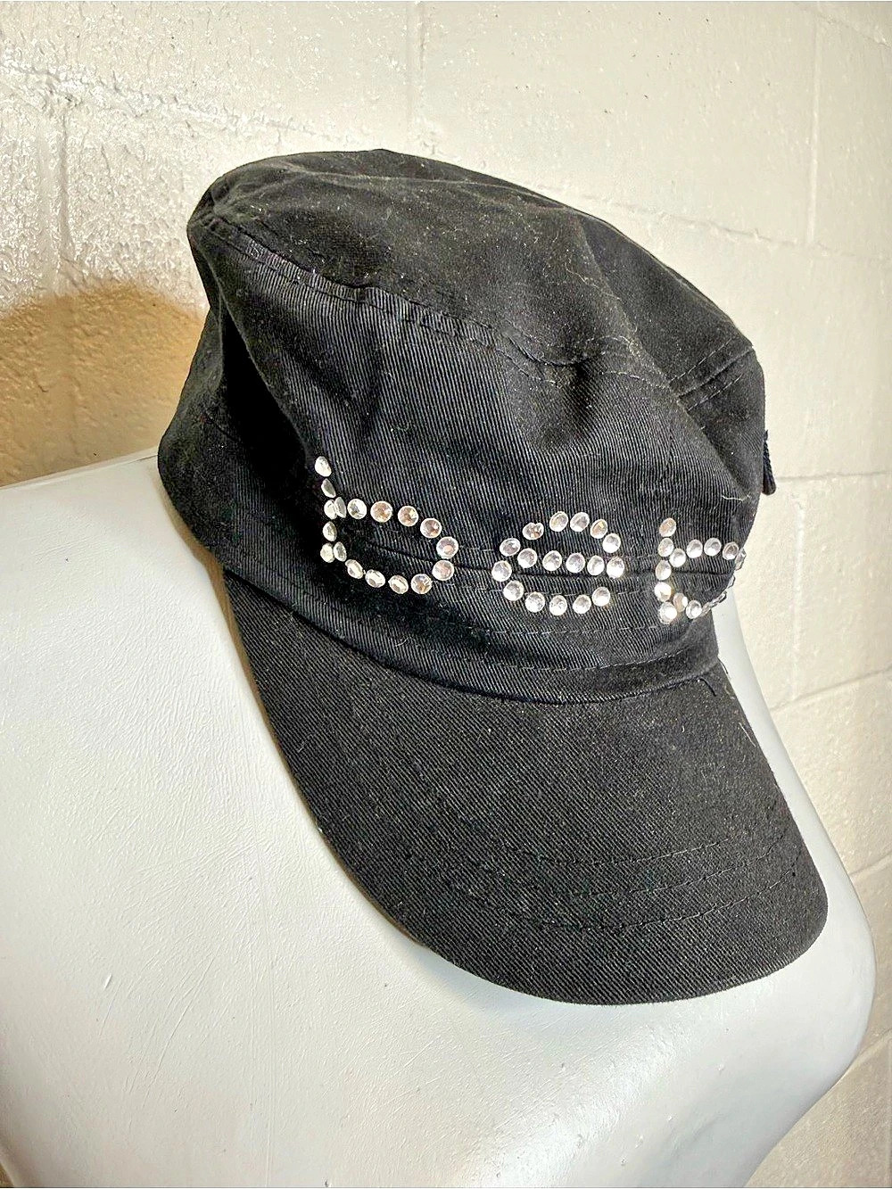Y2k Bebe cap Black Rhinestone - Picture 2 of 6